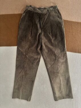 Colour Eighteen Vintage Brown Suede High Rise Tailored Trousers